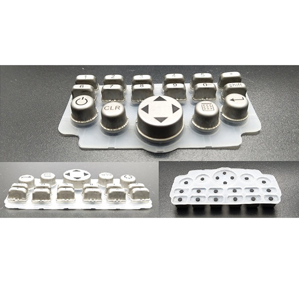 Silicone keypad with metal keys